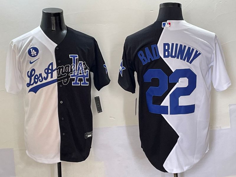 Men Los Angeles Dodgers 22 Bad bunny Black White Game Nike 2025 MLB Jersey style 1
